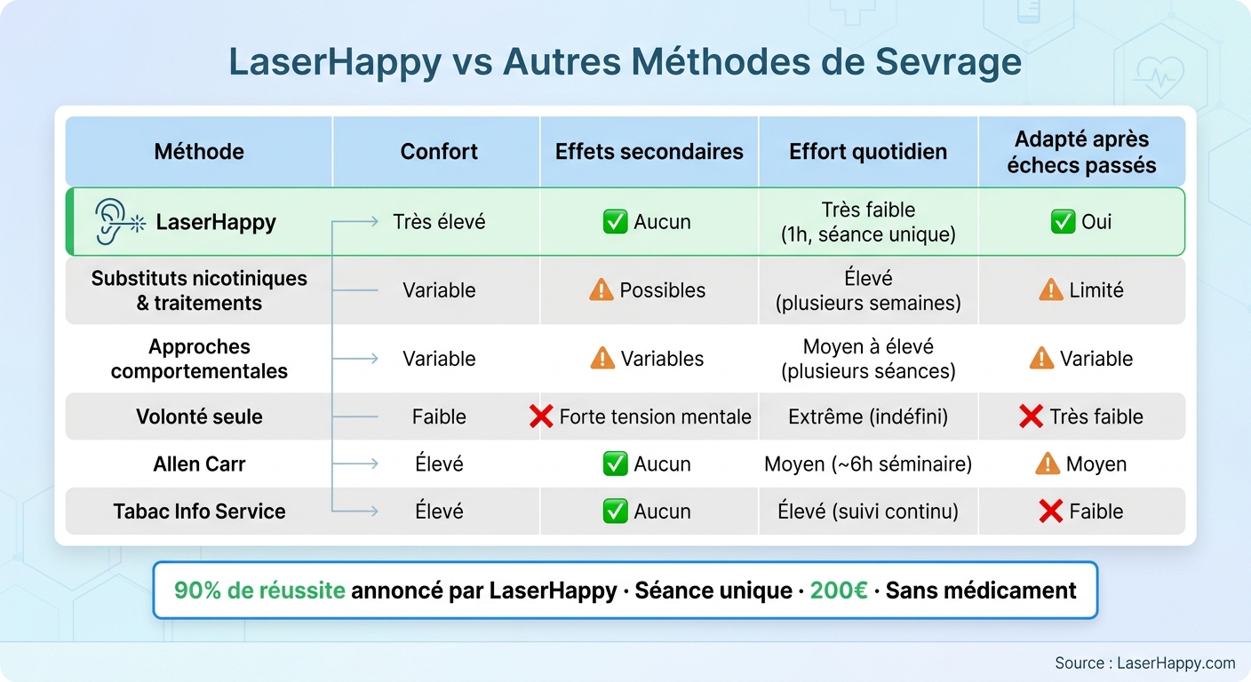 LaserHappy vs Autres Méthodes de Sevrage : Comparaison Complète