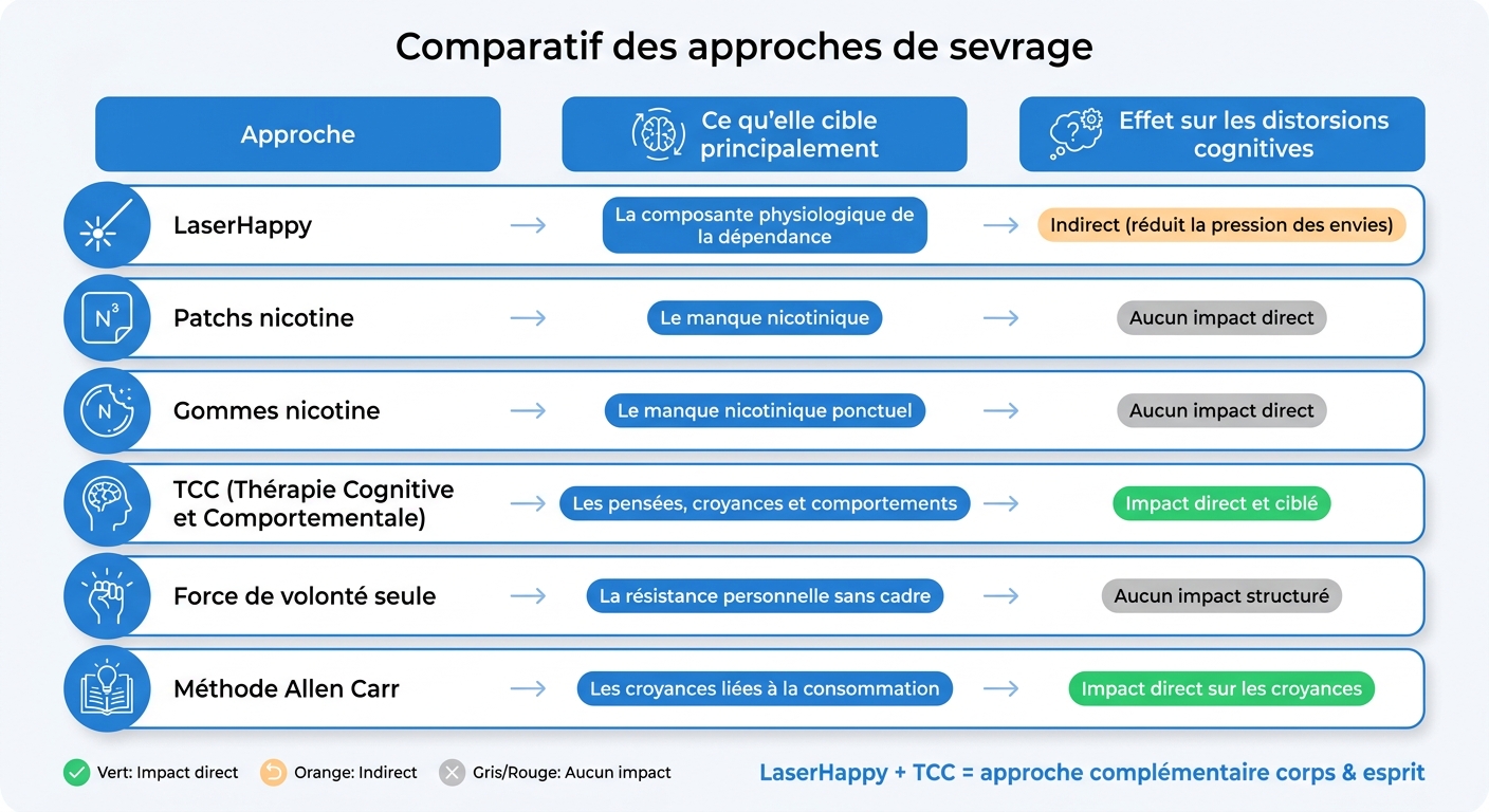 Comparatif des approches de sevrage : impact sur les distorsions cognitives