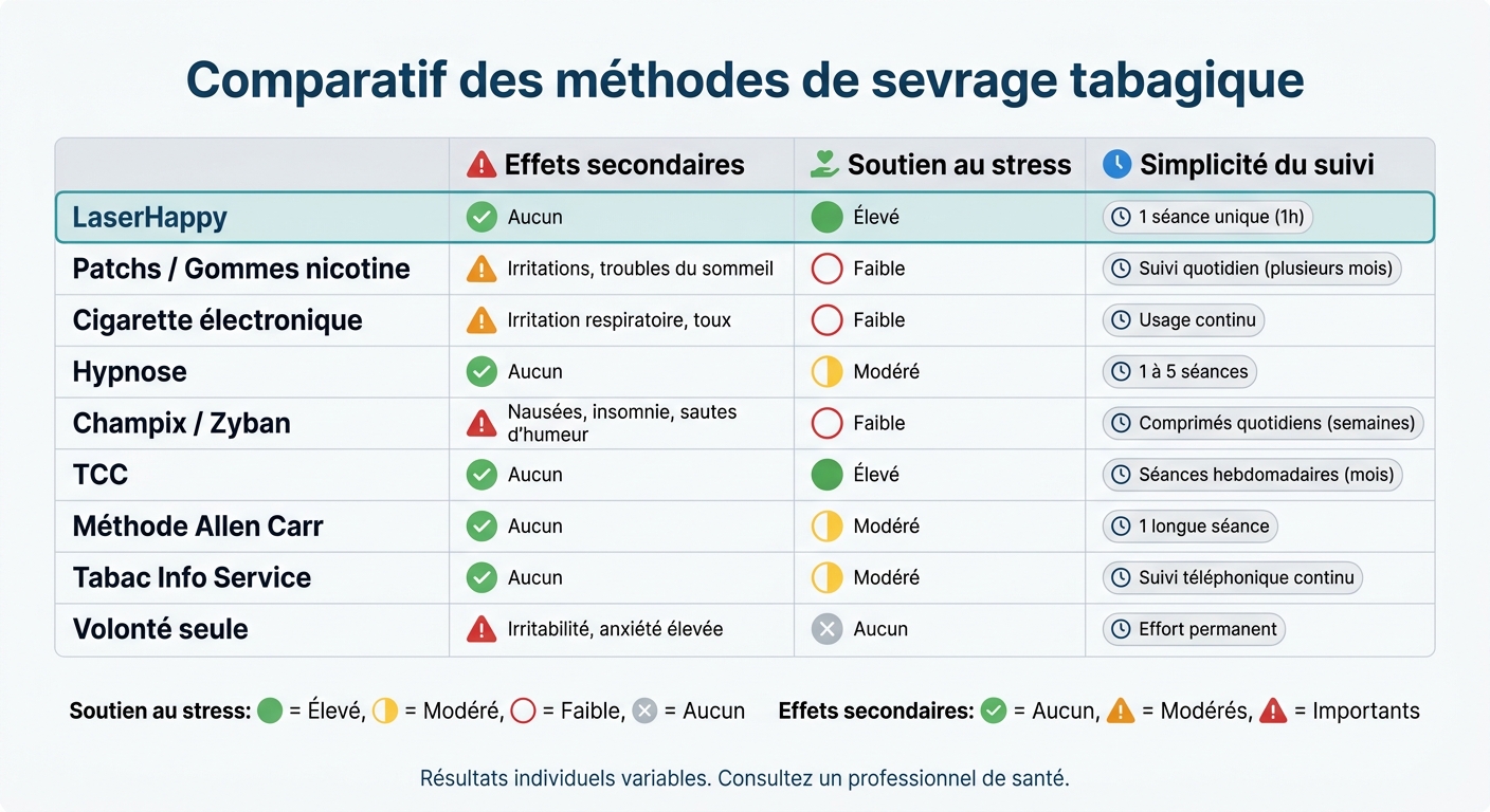 Comparatif des méthodes de sevrage : stress, effets secondaires et simplicité