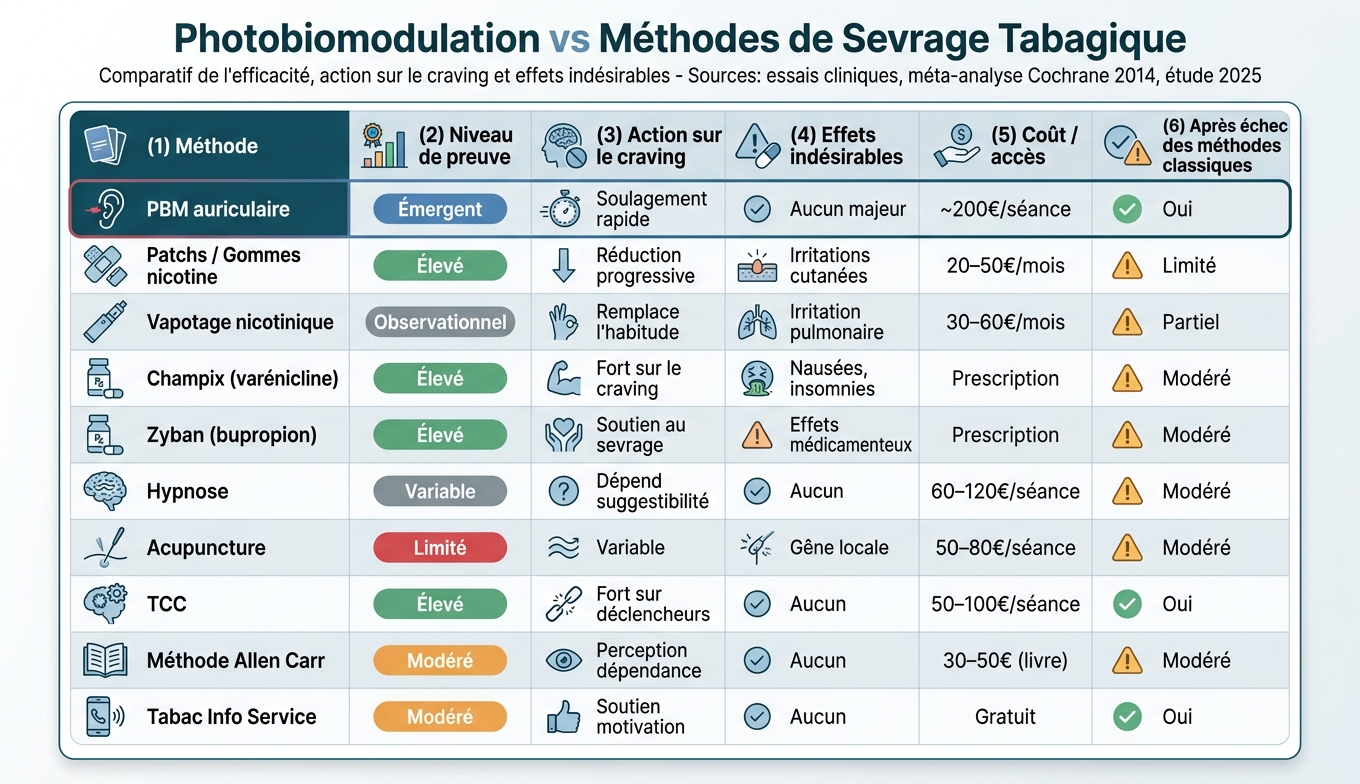 Photobiomodulation vs Méthodes de Sevrage : Comparatif Complet