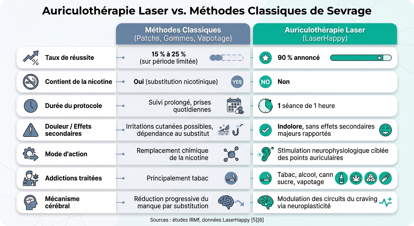 Auriculothérapie Laser vs. Méthodes Classiques de Sevrage