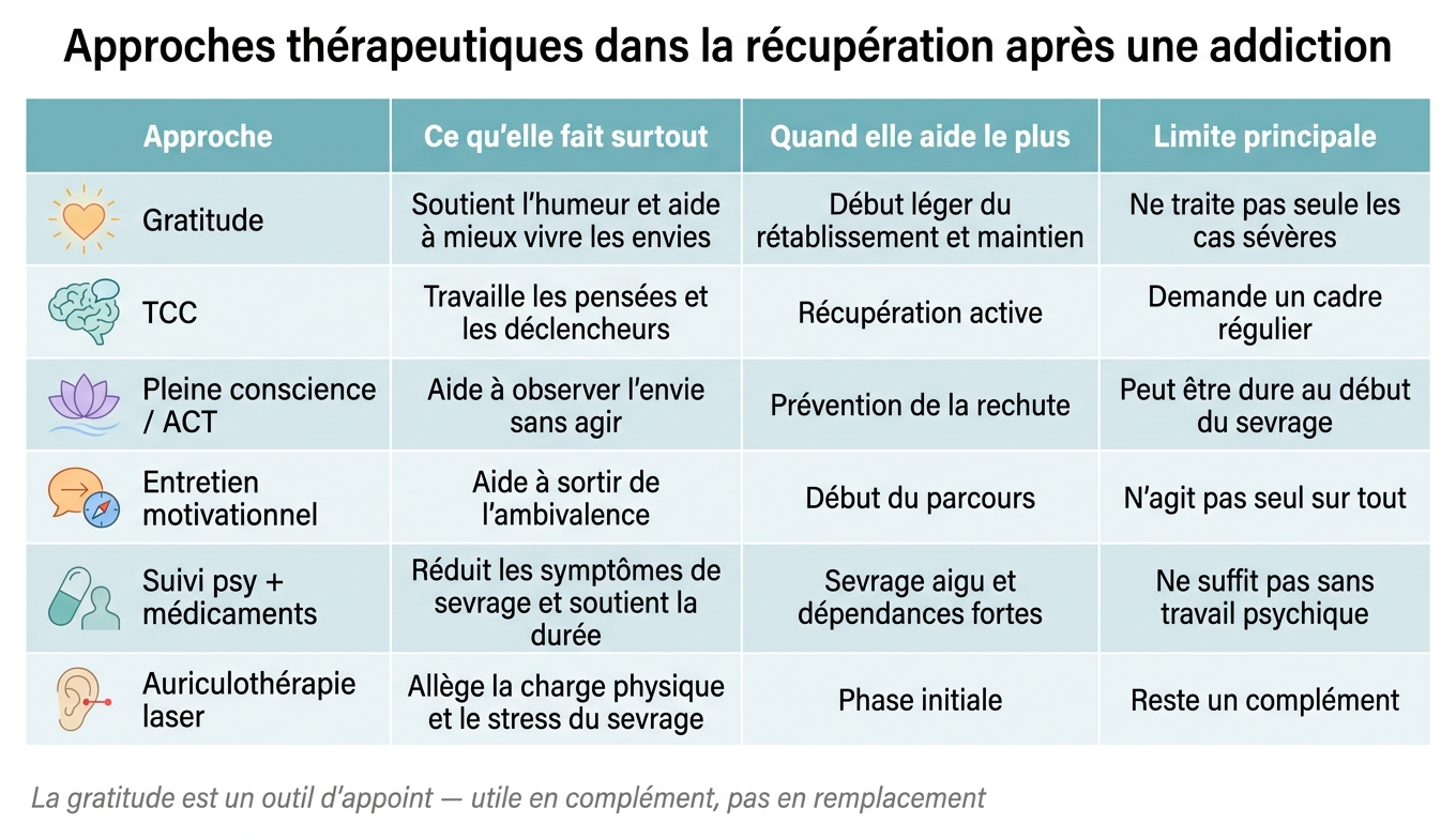 Comparaison des approches thérapeutiques contre l'addiction
