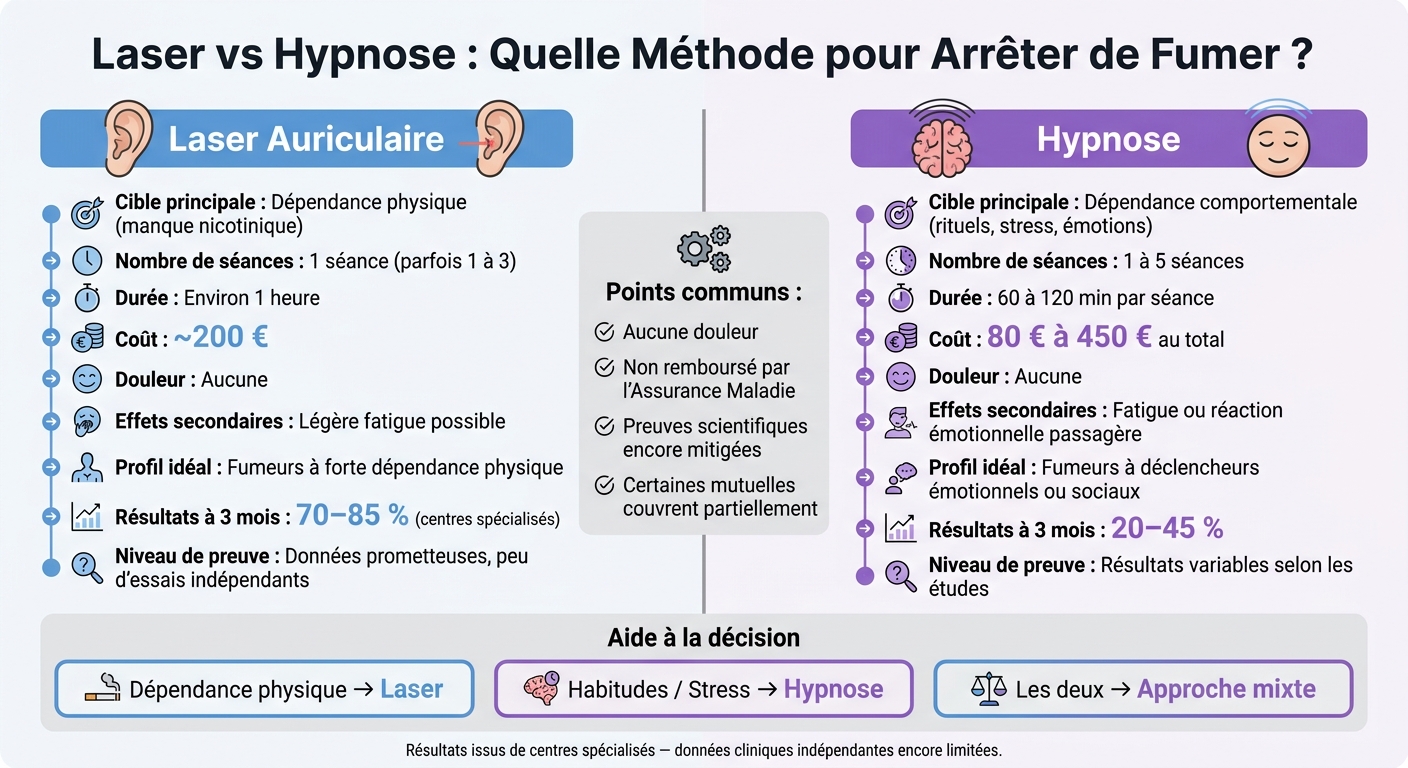 Laser vs Hypnose pour Arrêter de Fumer : Comparaison Complète