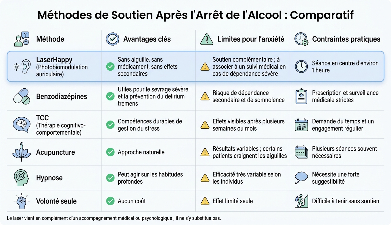 LaserHappy vs Autres Méthodes : Quel Soutien Après l'Arrêt de l'Alcool ?