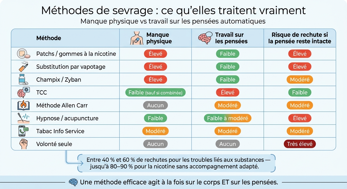 Méthodes de sevrage : manque physique vs pensées automatiques