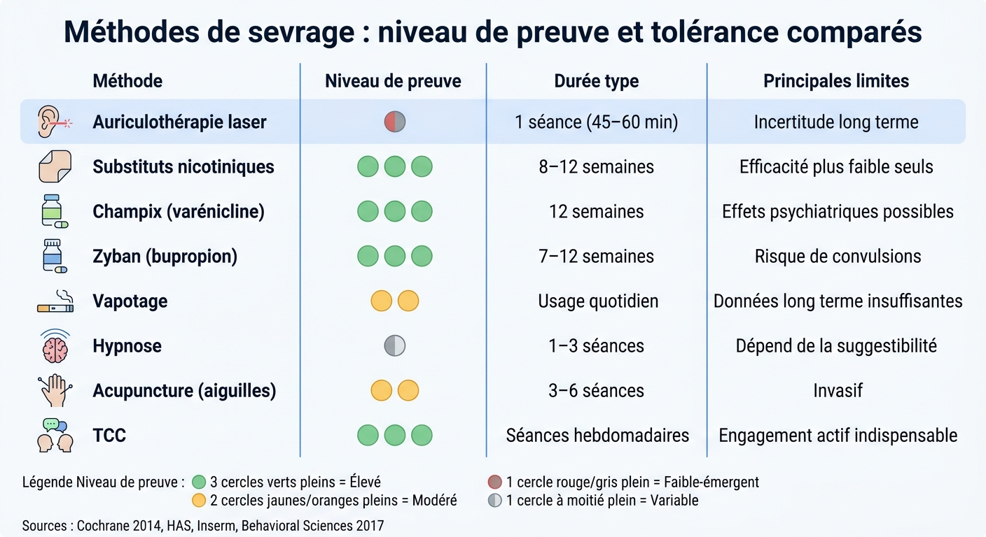 Méthodes de sevrage : niveau de preuve et tolérance comparés