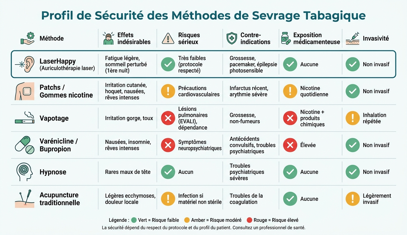 Comparaison Sécurité des Méthodes de Sevrage Tabagique