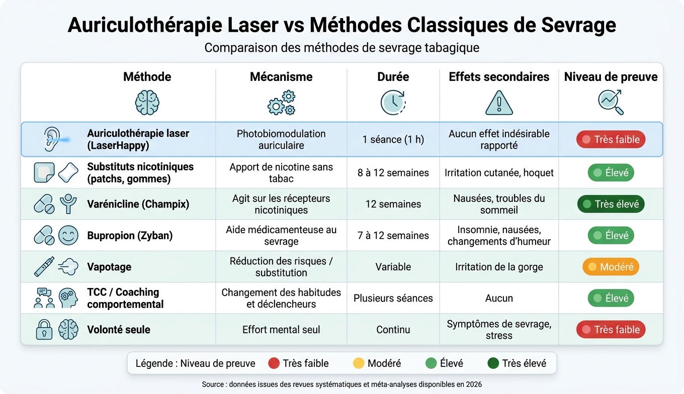 Auriculothérapie Laser vs Méthodes Classiques de Sevrage : Comparaison Complète