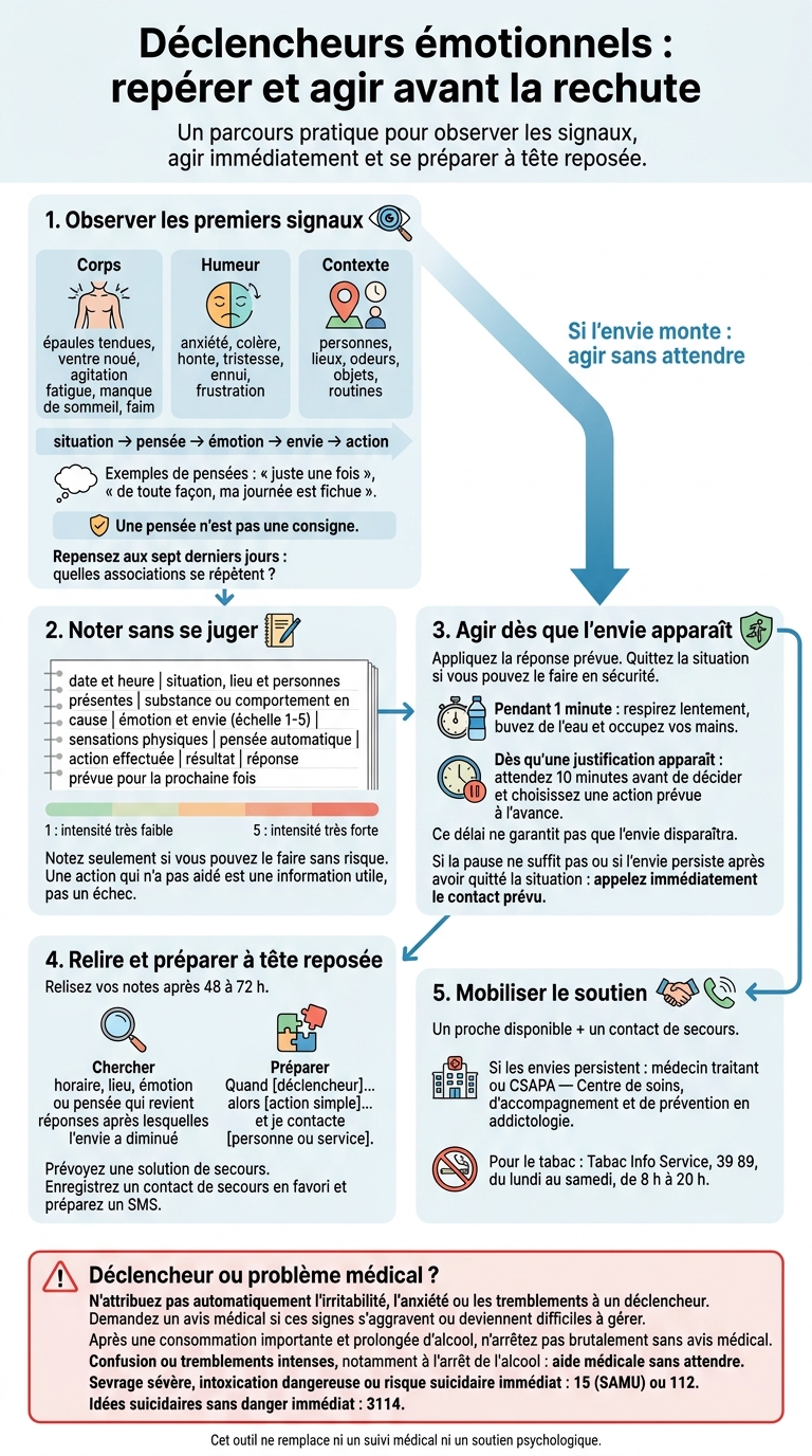 Déclencheurs émotionnels : repérer et agir avant la rechute