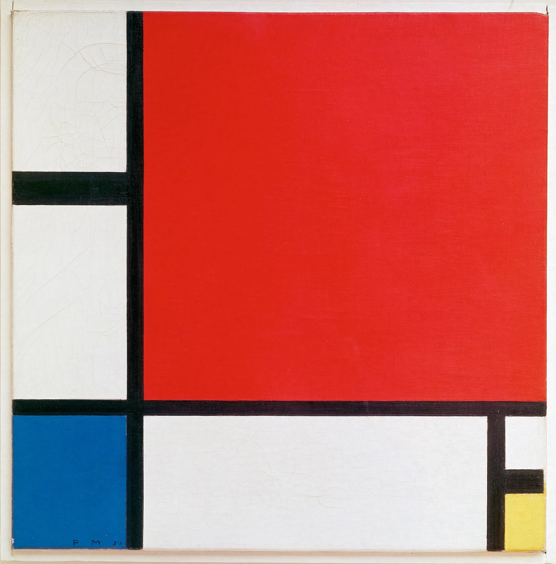 Composition II in Red, Blue, and Yellow by Piet Mondrian (1930).