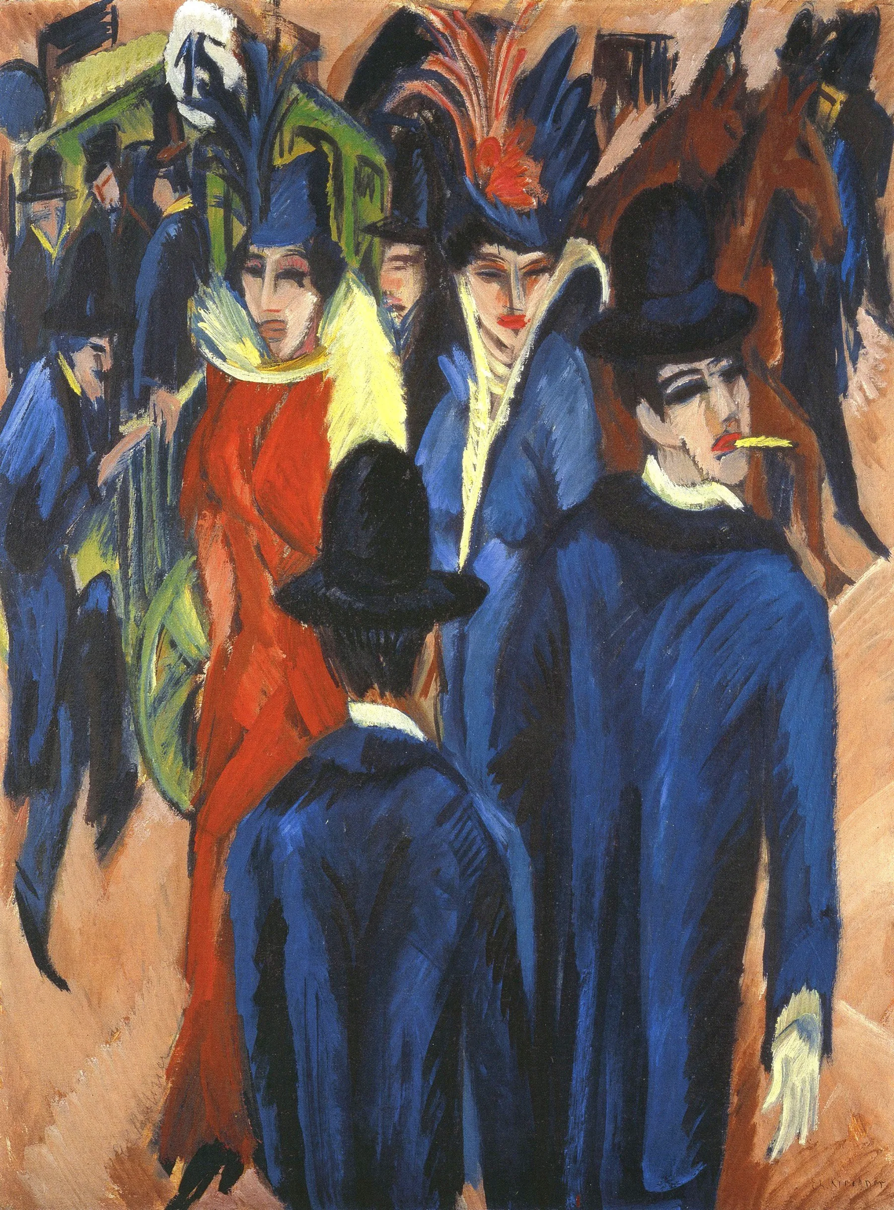 Berlin Street Scene by Ernst Ludwig Kirchner (1913).