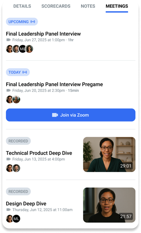 Screenshot of call summaries from Loxo's AI Notetaker
