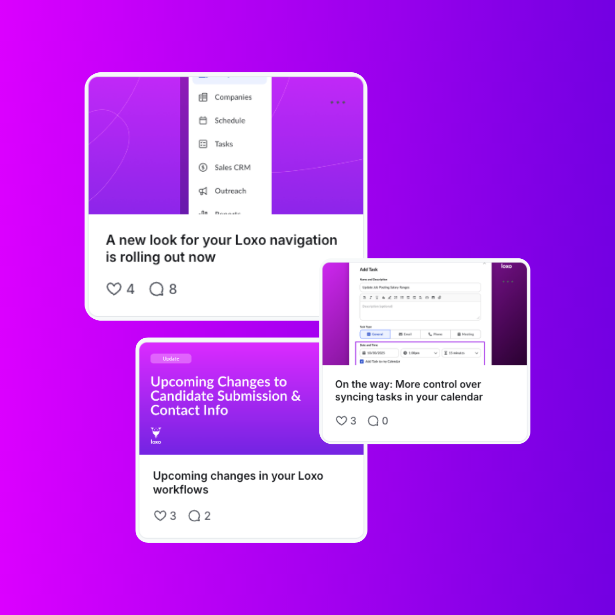 Images showcasing the Loxo Community discussions