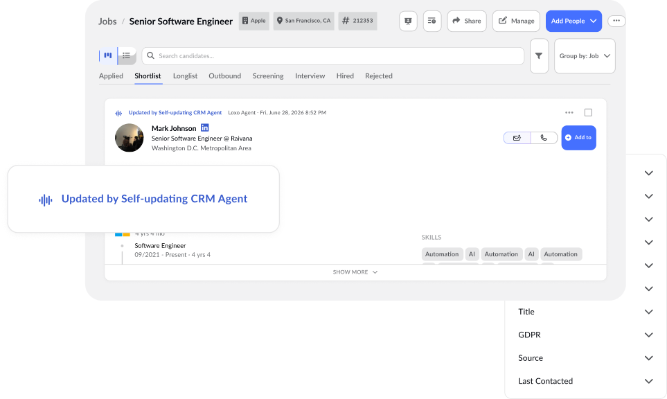 An interface in Loxo that showcases Loxo's multi-channel outreach sequences