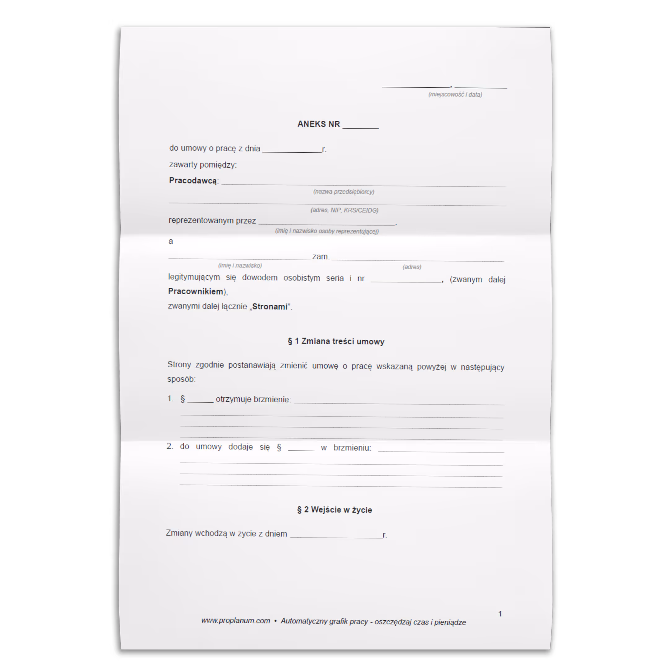 aneks do umowy - Proplanum