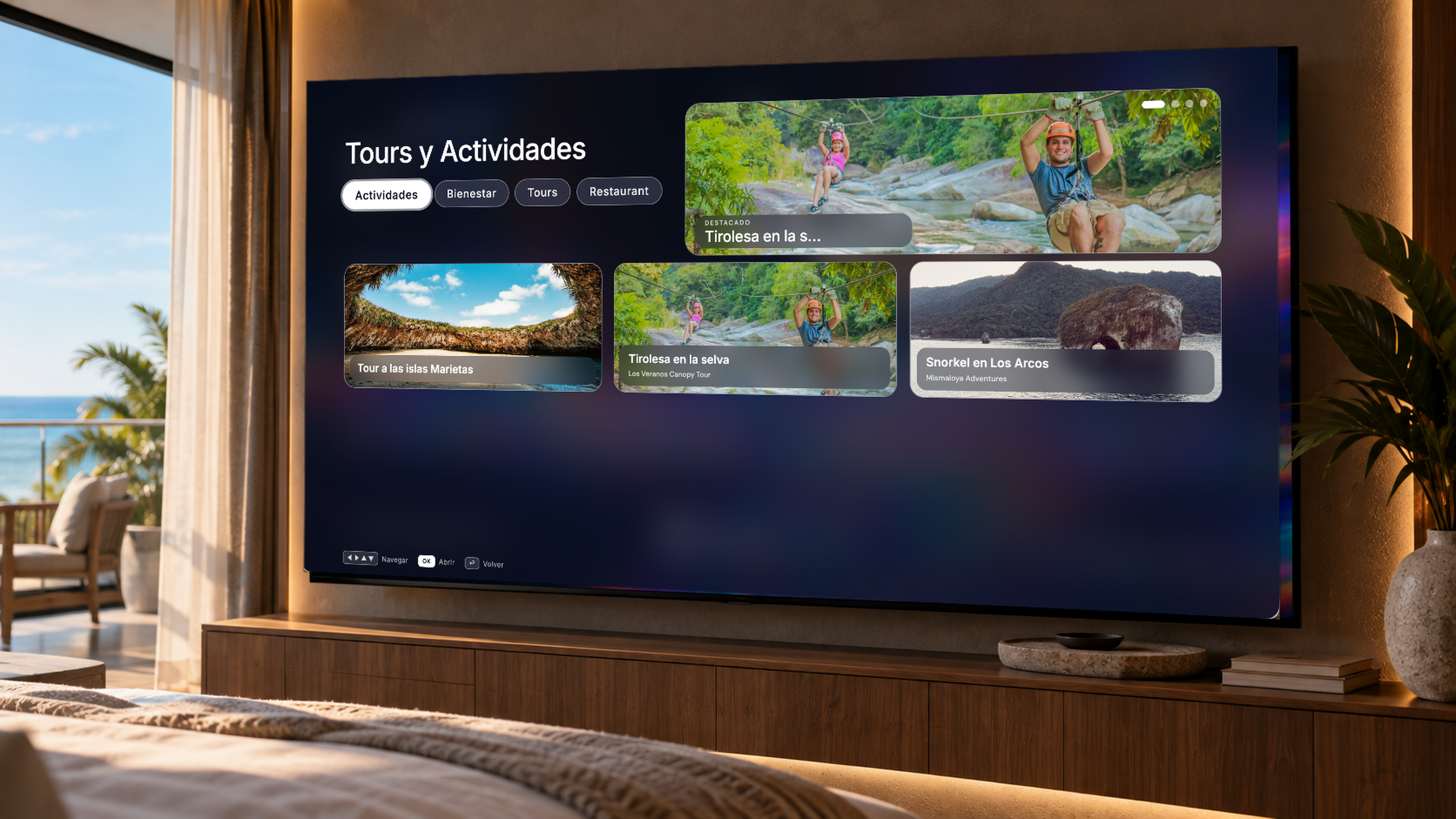 Tours y Actividades de VIZIONS Hospitality en la televisión de una habitación de hotel