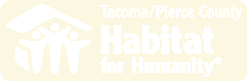 Tacoma/ Pierce County Habitat for Humanity logo depicting figures standing under a roof