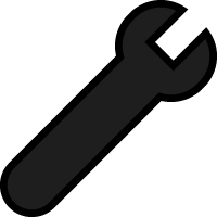 A drawing of a black wrench