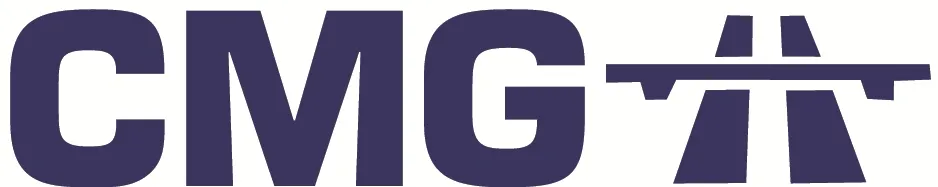 CMG logo merged with highway icon featuring two lanes and an overpass.