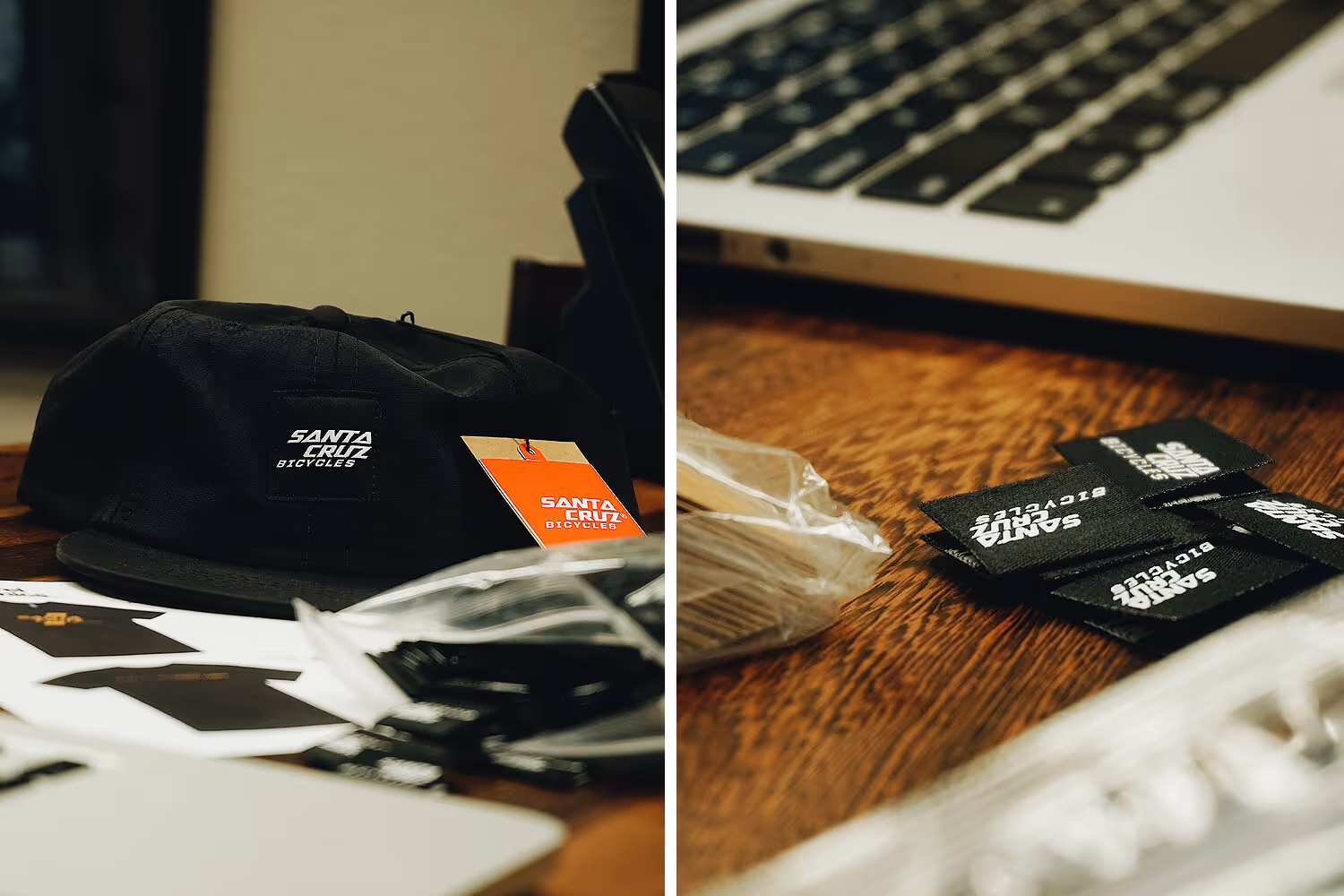 Santa Cruz Bicycles merchandise featuring branded tags by Apparel Graphics