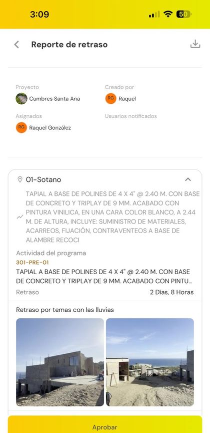 Reporte de retraso en Buildpeer