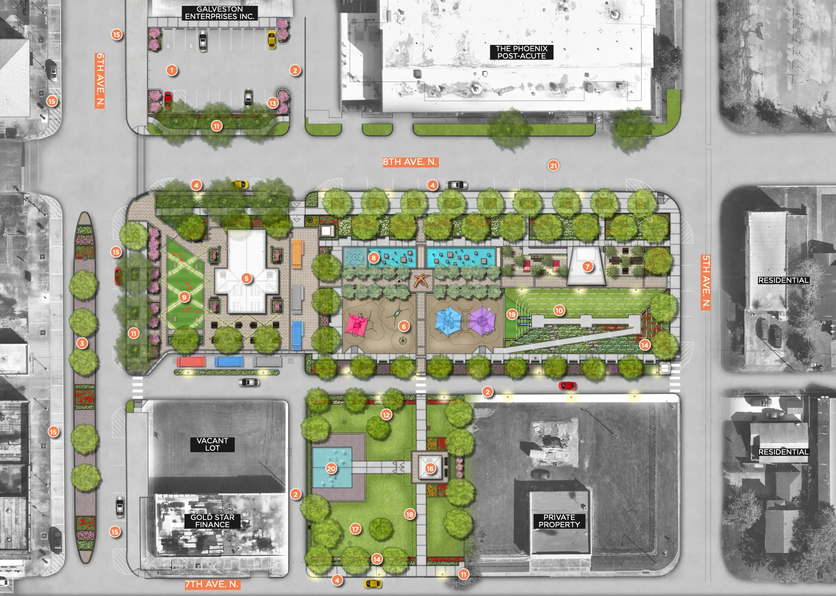 Texas City park site plan. Image by Clark Condon