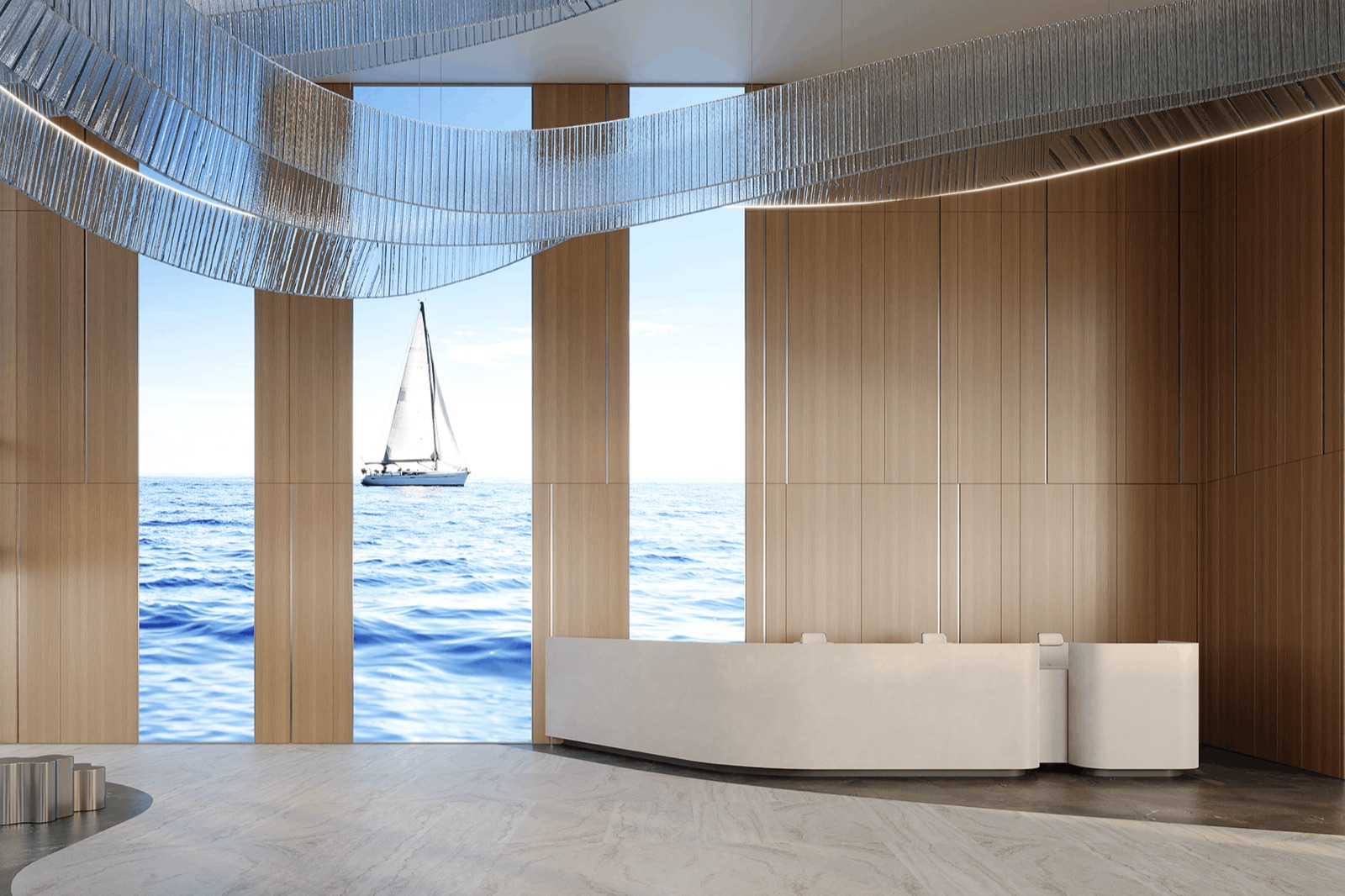 lobby reception with sea view