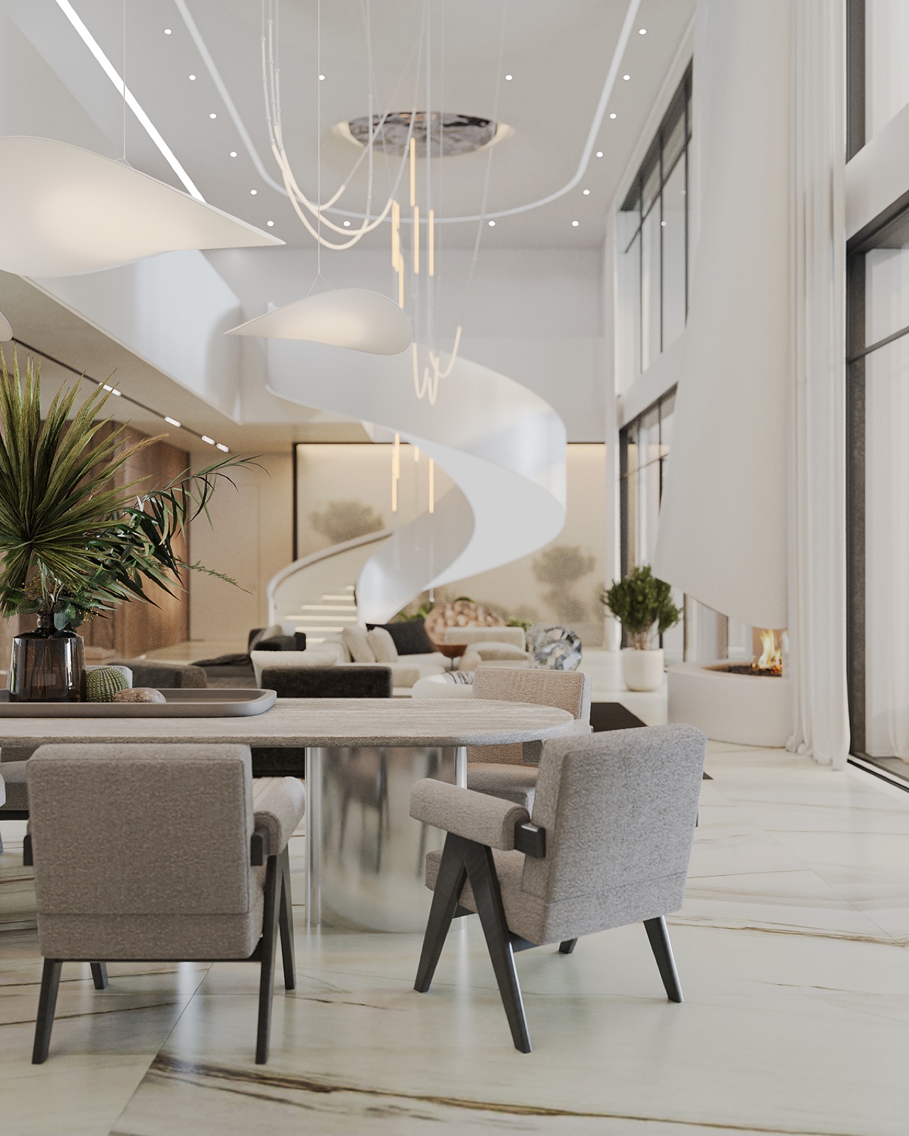 Four Elements interior by COBALT, Cyprus - dining and lounge