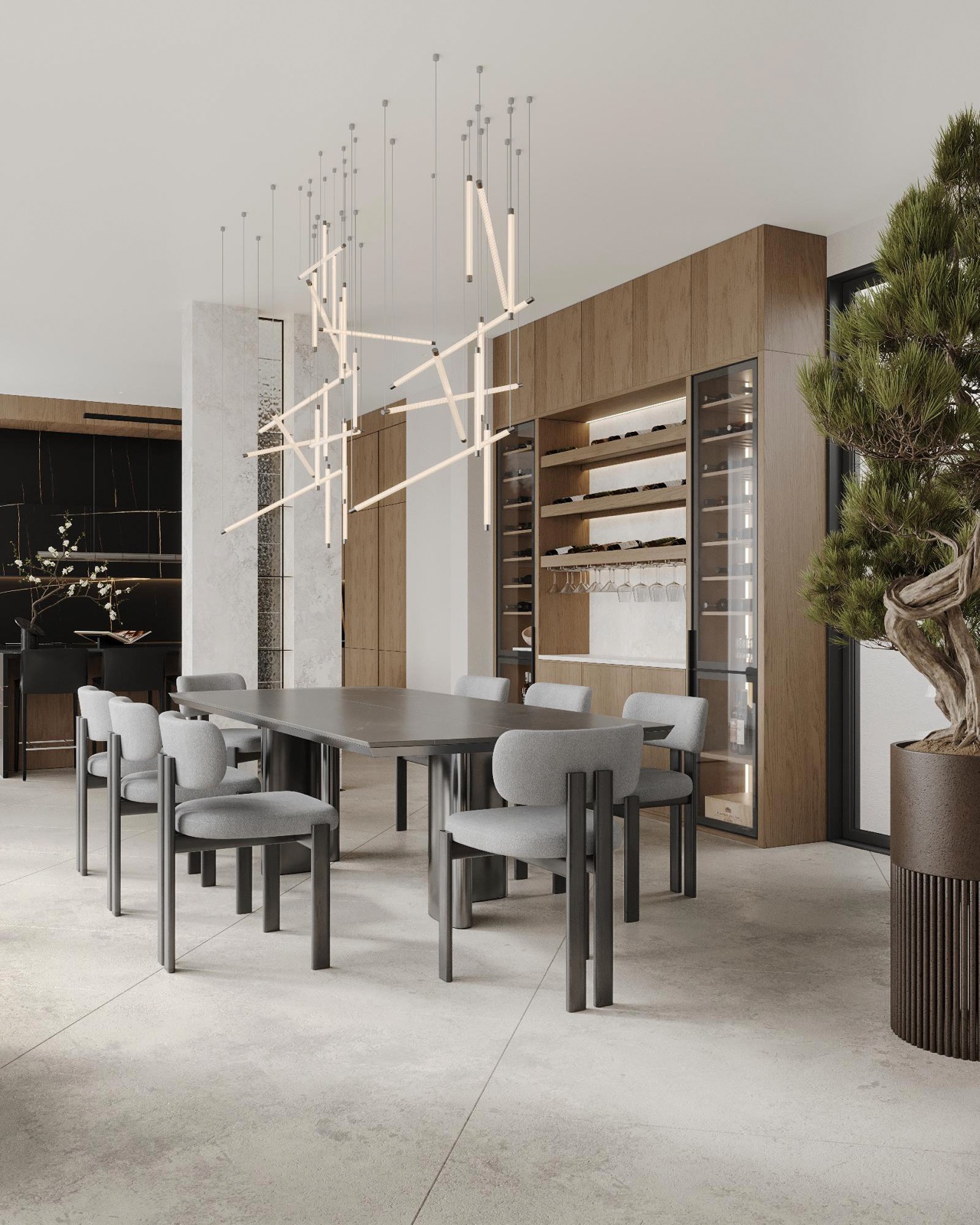Slopes interior by COBALT, Paphos, Cyprus - dining area and wine display