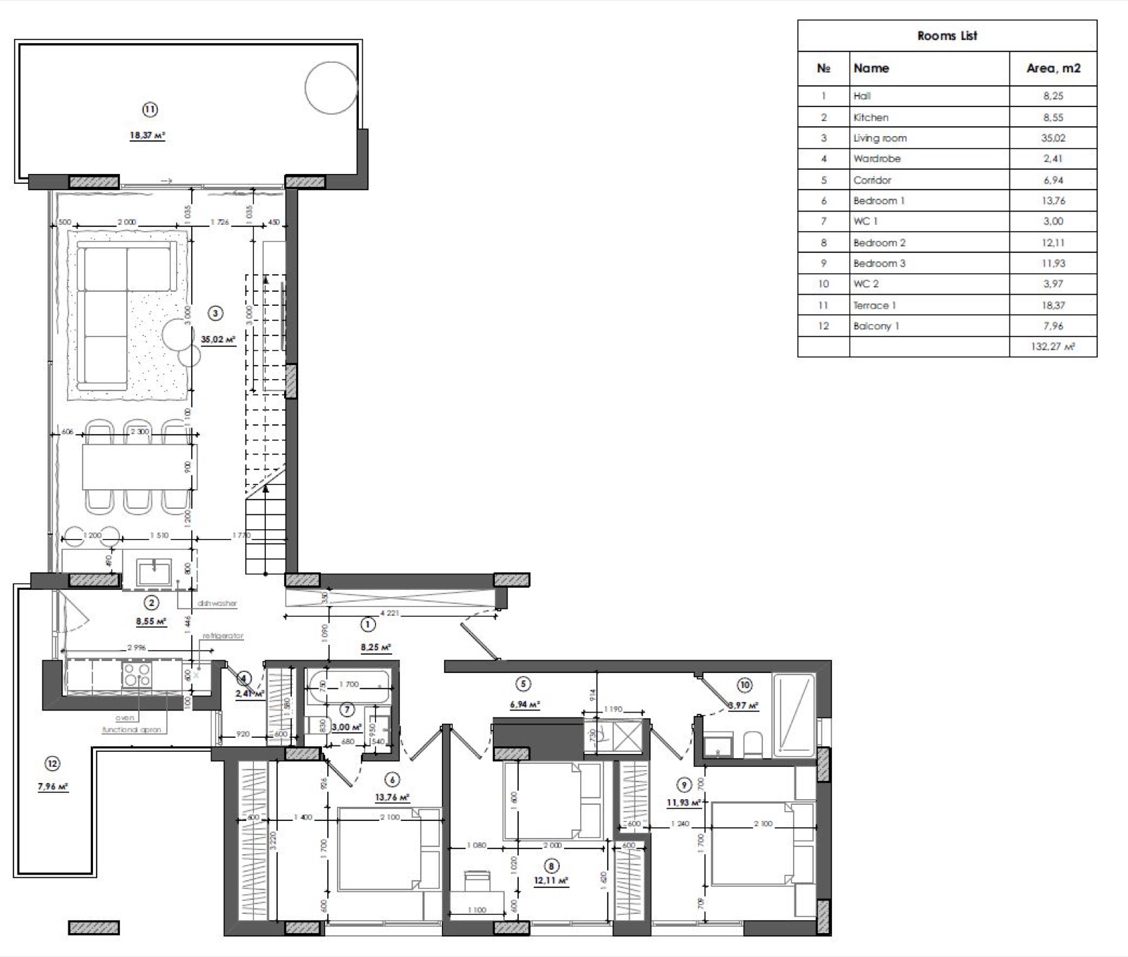 Duplex Apartment interior by COBALT, Limassol, Cyprus - lower level floor plan