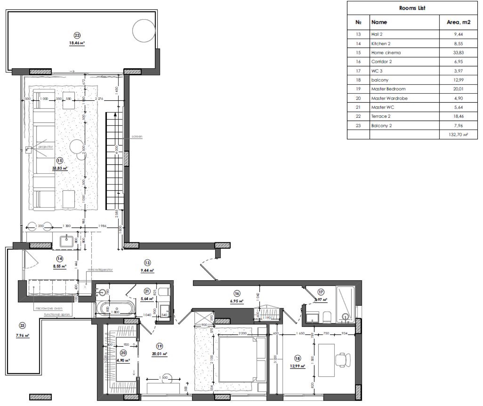 Duplex Apartment interior by COBALT, Limassol, Cyprus - upper level floor plan