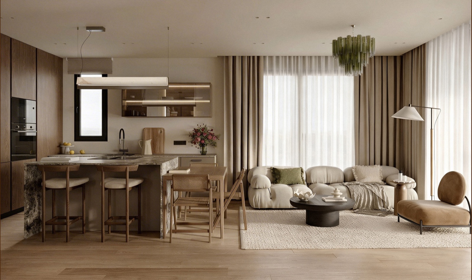 living and kitchen