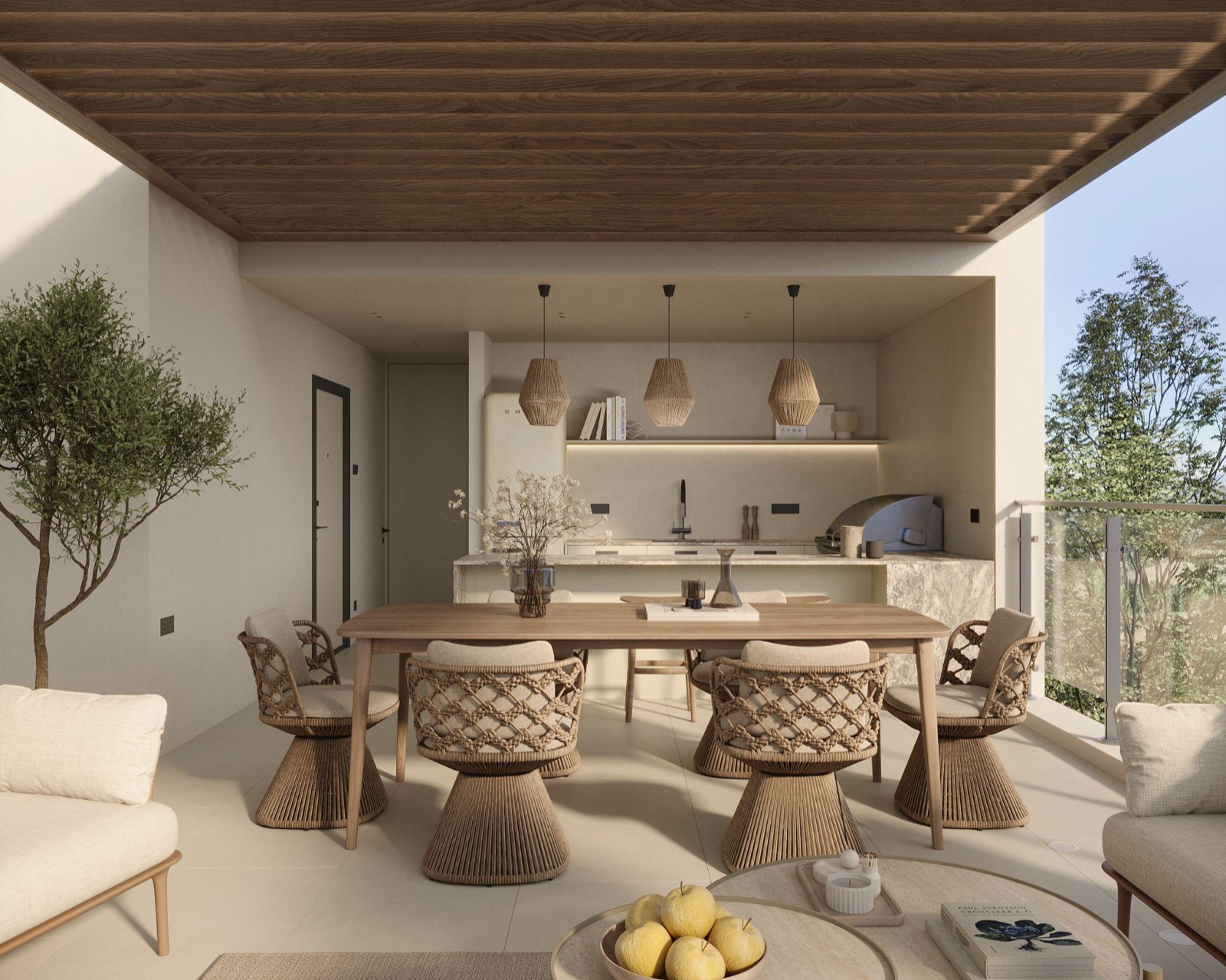 Murano interior by COBALT, Limassol, Cyprus - terrace dining under pergola