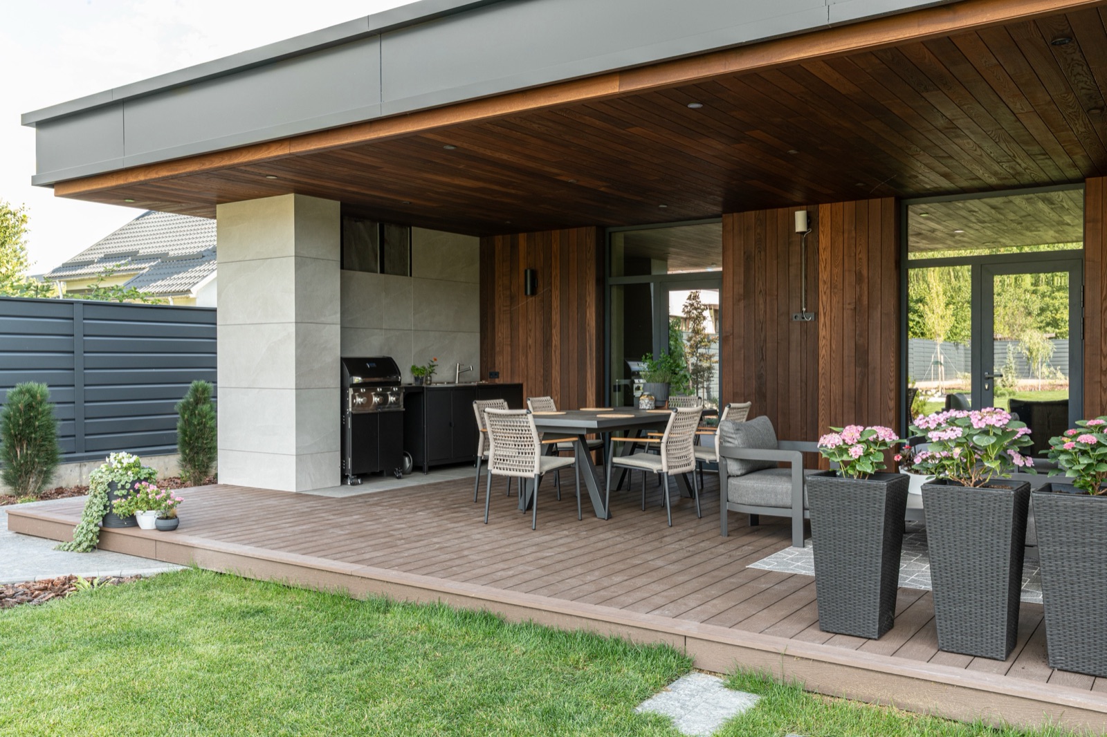 Aura House architecture by COBALT, Vinnytsia, Ukraine - terrace with BBQ area