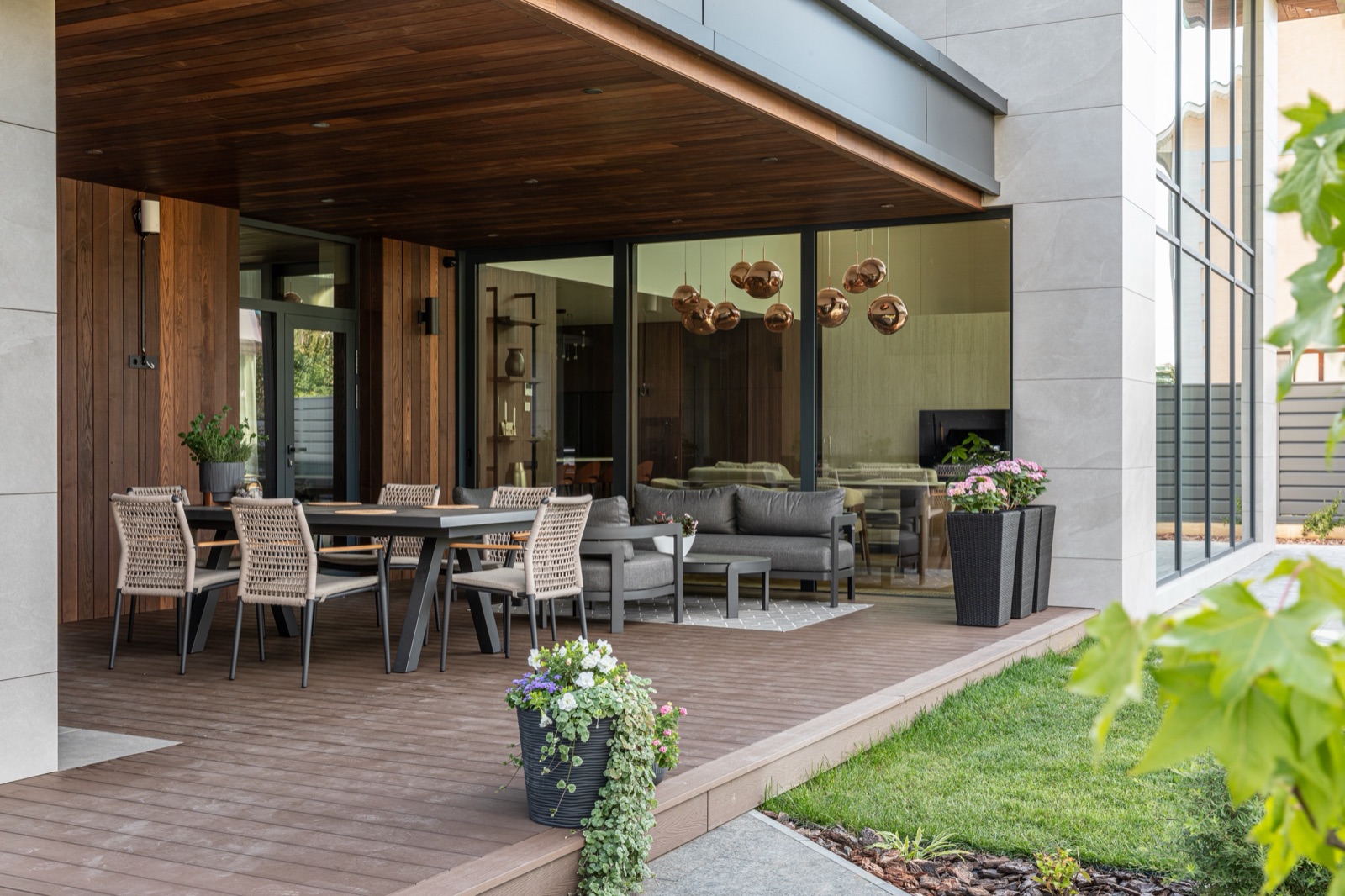 terrace with dining and lounge area