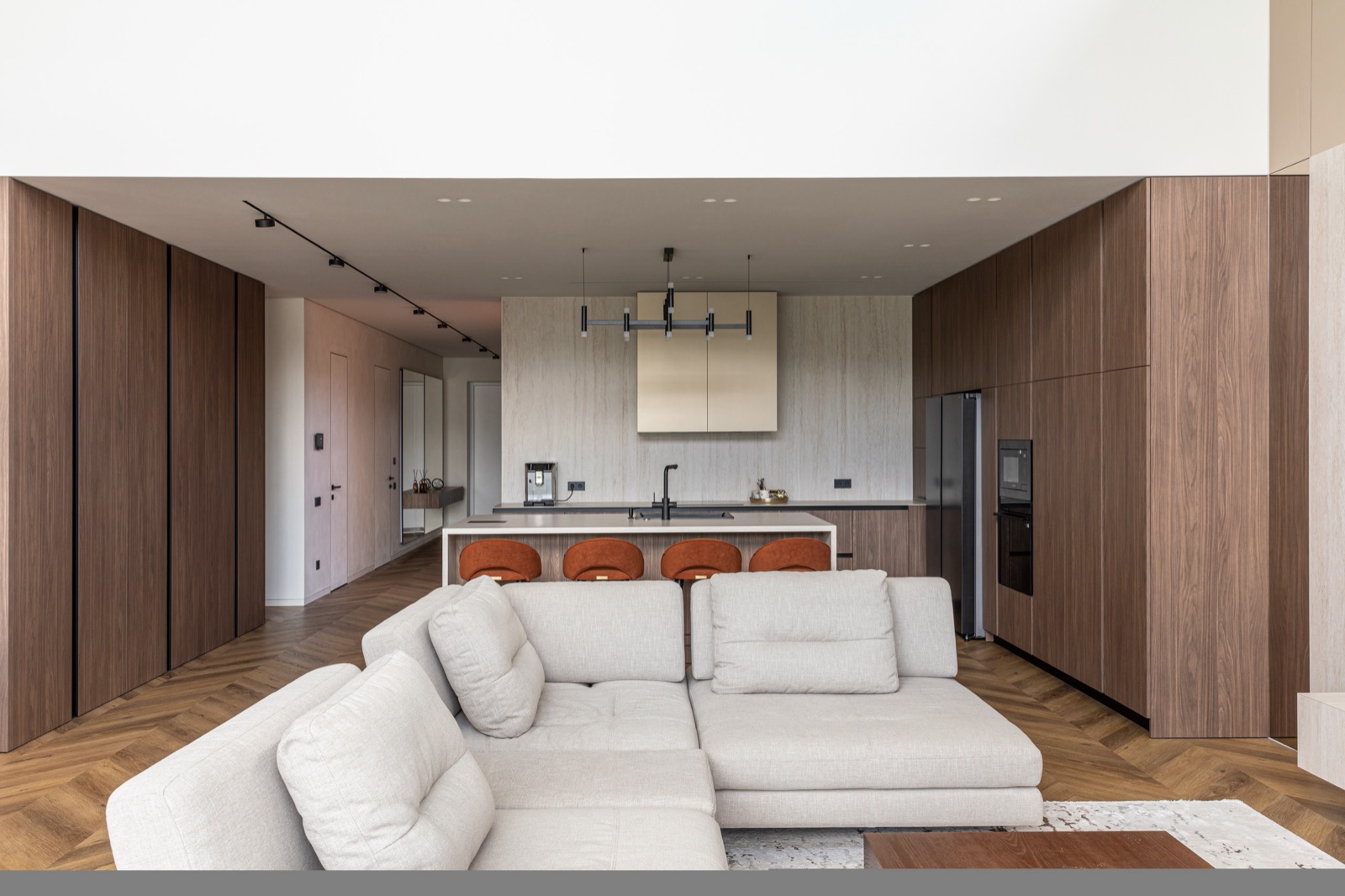 living room and kitchen