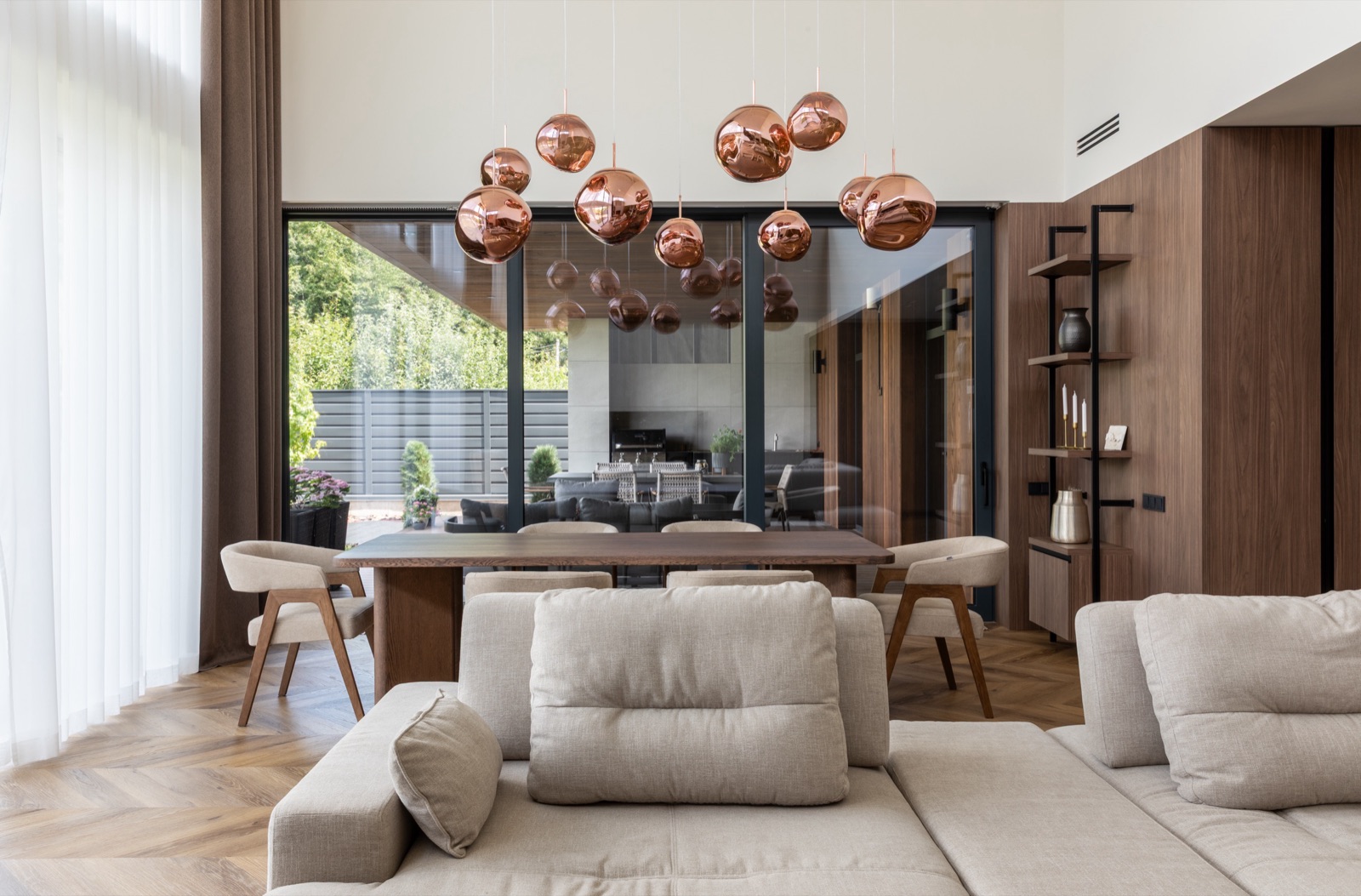 Aura Interior by COBALT, Vinnytsia, Ukraine - dining area overlooking the garden