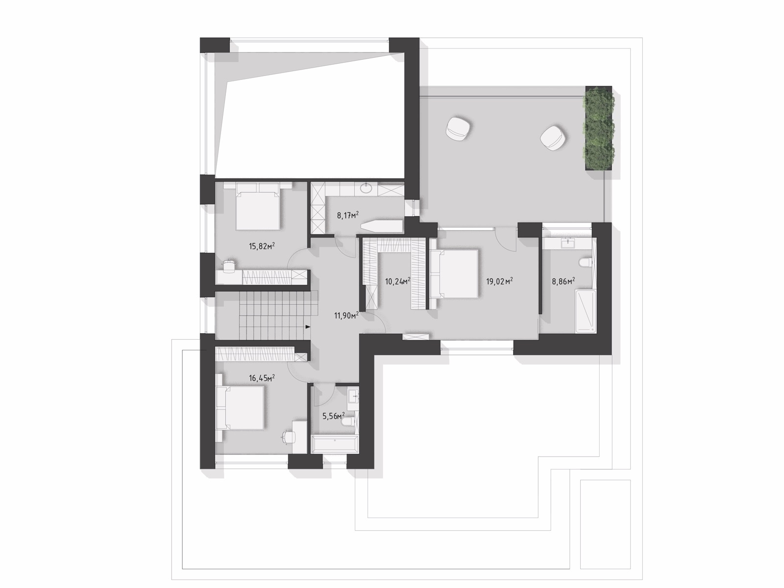 Aura Interior by COBALT, Vinnytsia, Ukraine - upper floor plan