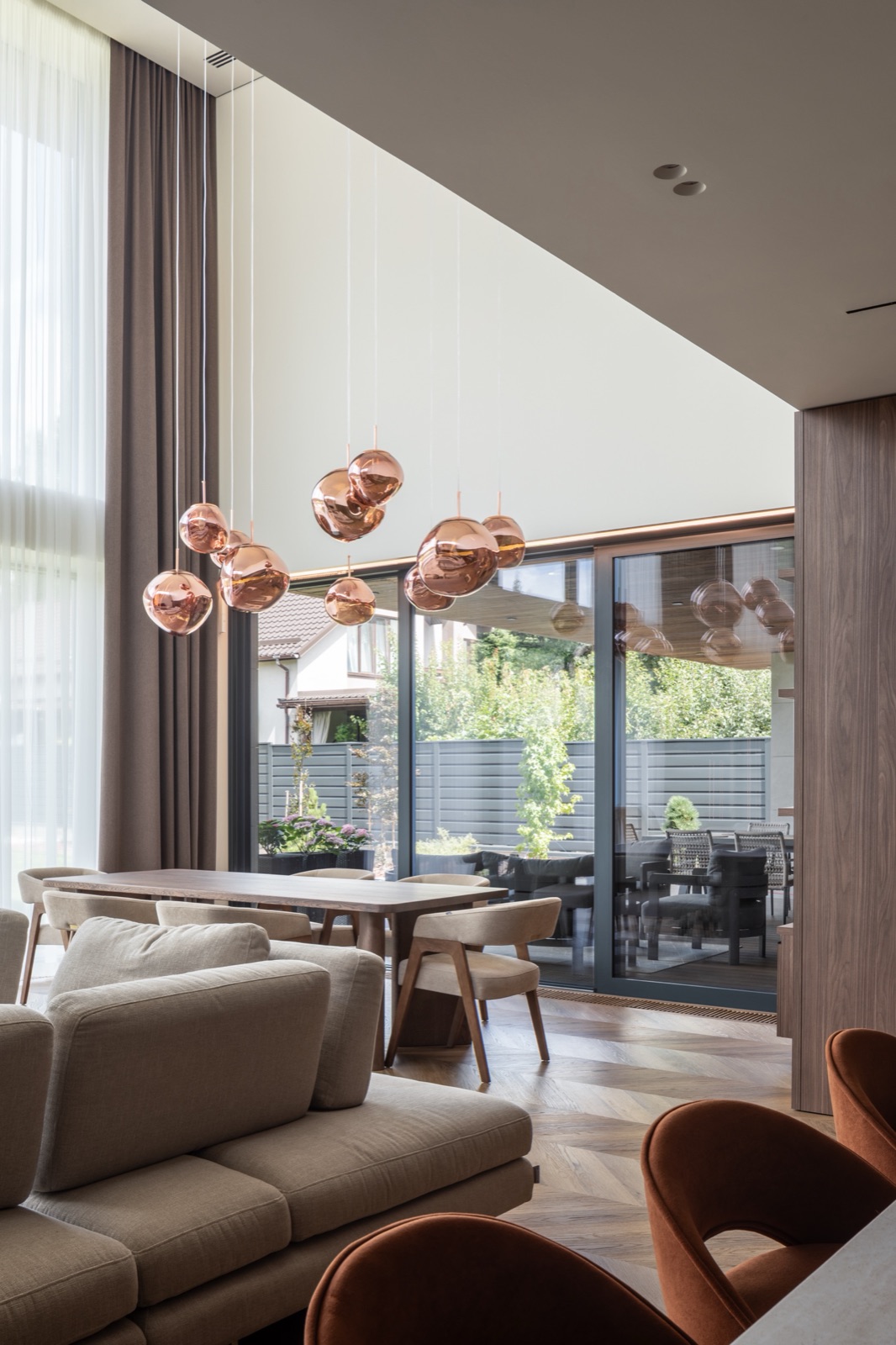 Aura Interior by COBALT, Vinnytsia, Ukraine - dining area with glass pendant lights