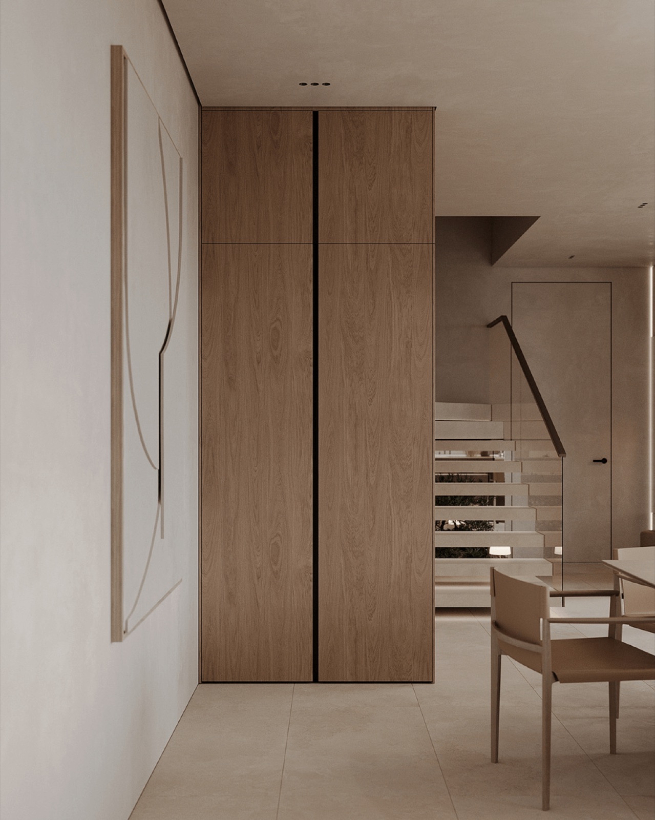 Harmony Home interior by COBALT, Limassol, Cyprus - hallway with wooden wardrobe