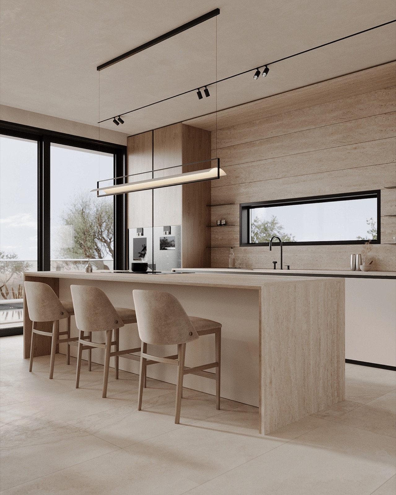 kitchen island with bar stools