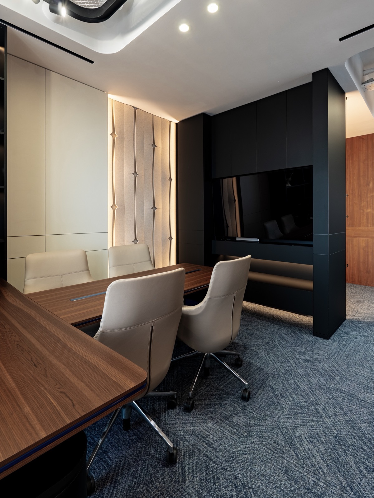 CEO Office interior by COBALT, Paphos, Cyprus - meeting area and media wall