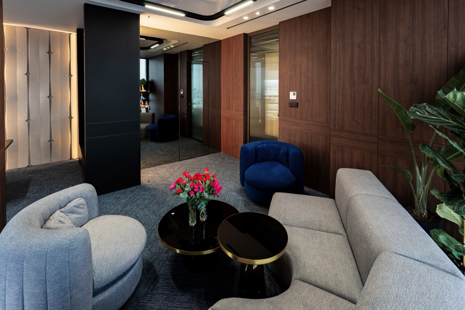 CEO Office interior by COBALT, Paphos, Cyprus - lounge with plants and city view