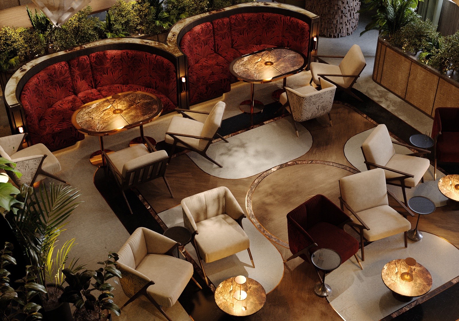 lounge area from above