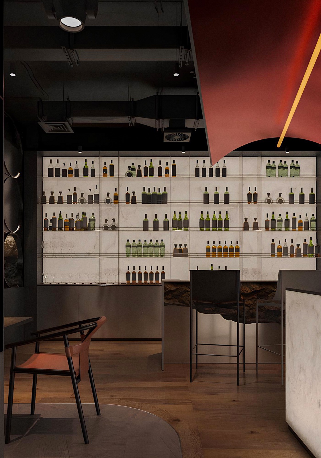 Karaoke Club interior by COBALT, Limassol, Cyprus - bar with illuminated back wall