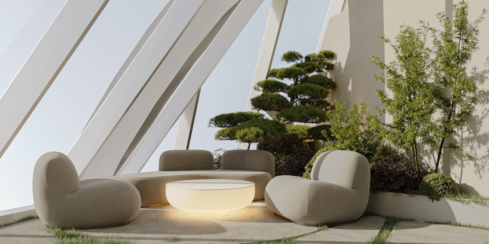 lounge with LED table