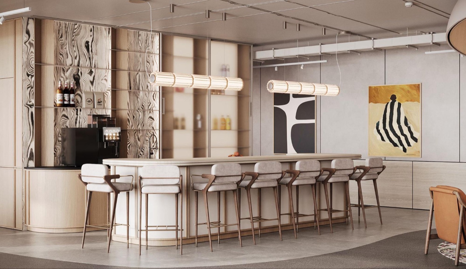 kitchen and bar counter