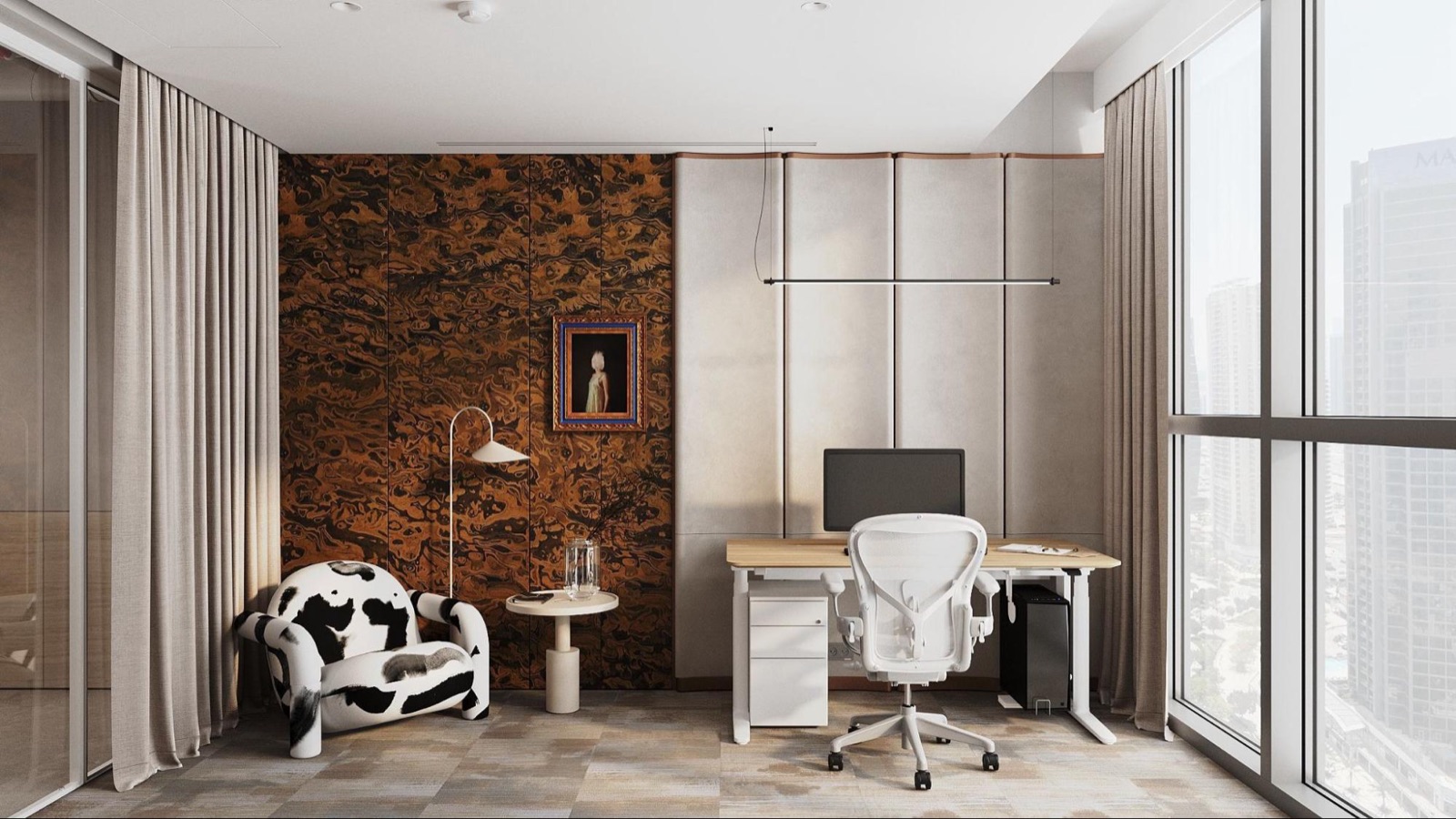 E-commerce Office interior by COBALT, Dubai, UAE - private office with a textured feature wall
