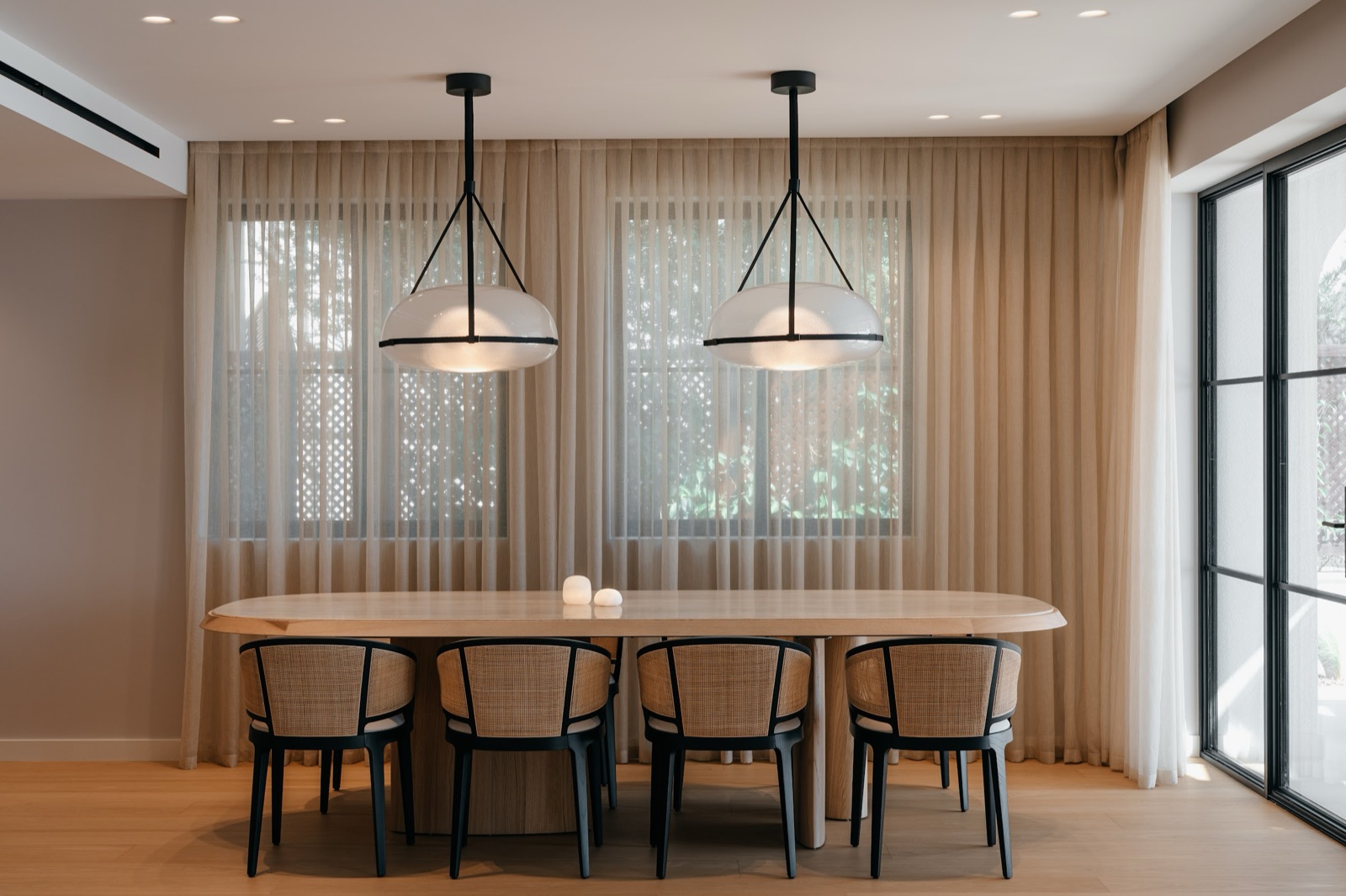 Aphrodite House by COBALT, Aphrodite Hills, Cyprus - dining area with pendant lights