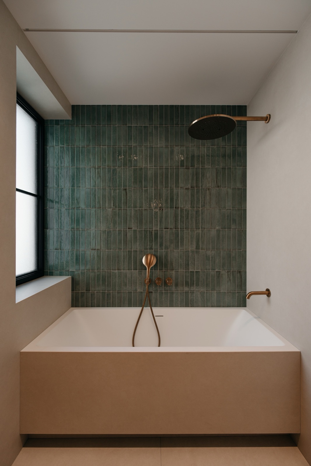 Aphrodite House by COBALT, Aphrodite Hills, Cyprus - shower with green tiles